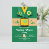 ラッキーワンファースト誕生日ボーイシャムロック 招待状 (スタンド正面)