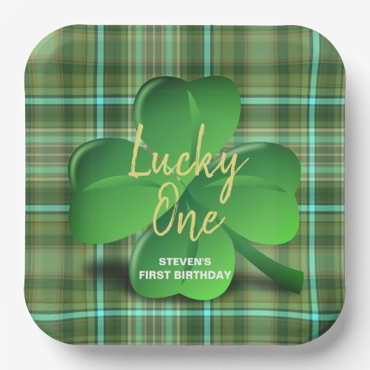 ラッキーワンボーイズファーストSt patricks誕生日パーティー ペーパープレート (正面)