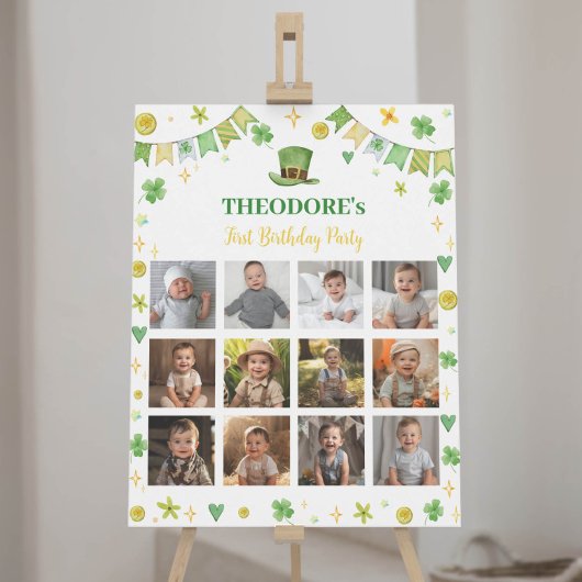 ラッキーワンボーイ誕生日フォトマイルストーンサイン ポスター