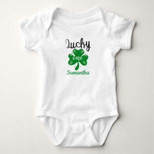 ラッキーワン第1誕生日St patricks誕生日 ベビーボディスーツ