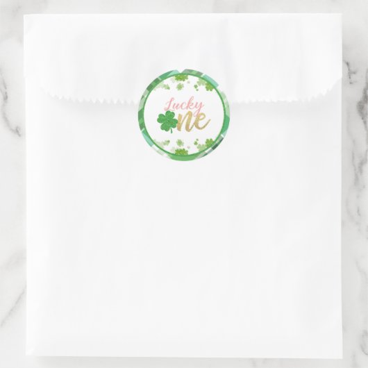 ラッキーワン誕生日ステッカー – 女の子 ラウンドシール (バッグ)