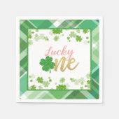 ラッキーワン誕生日ナプキンガール スタンダードカクテルナプキン (正面)