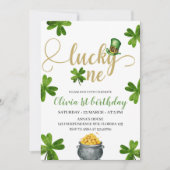 ラッキーワン誕生日招待状、セントパトリックスをテーマにした 招待状 (正面)