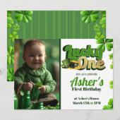 ラッキーワン誕生日招待状（写真あり） 招待状 (正面/裏面)