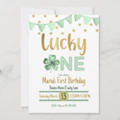 ラッキーワン金ゴールドファースト誕生日 招待状 (正面)