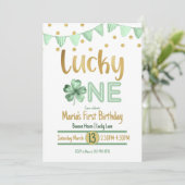 ラッキーワン金ゴールドファースト誕生日 招待状 (スタンド正面)