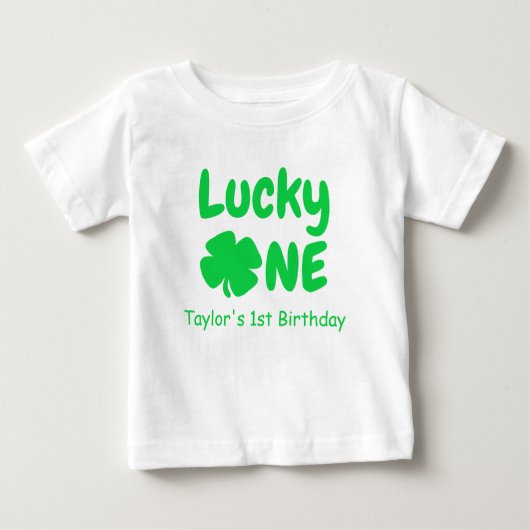 ラッキーワン1歳の誕生日ベビーTシャツ ベビーTシャツ (正面)
