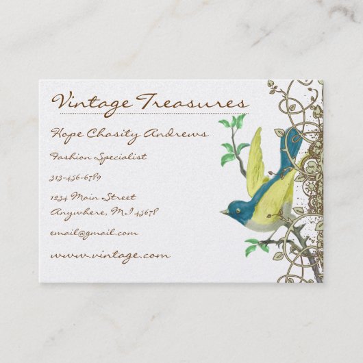 ラッキーヴィンテージブルーとイエロースワールデザイン 名刺 (正面)