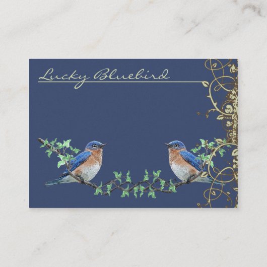 ラッキーヴィンテージブルーバードスワールデザイン 名刺 (裏面)