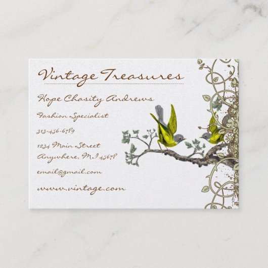 ラッキーヴィンテージラブバードスワールデザイン 名刺 (正面)