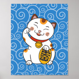 ラッキー三毛猫 縁起物まねきねこ ポスター