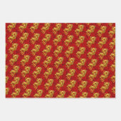 ラッキー中国のドラゴン新年2024 3パック ラッピングペーパーシート (正面3)