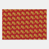 ラッキー中国のドラゴン新年2024 3パック ラッピングペーパーシート (正面3)