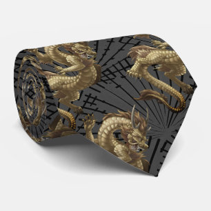 ラッキー中国の金ゴールドドラゴンネクタイ ネクタイ