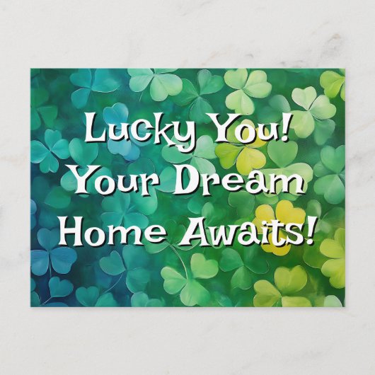 ラッキー実在エテート、不動産、不動産仲介業者マーケティング ポストカード (正面)