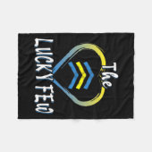 ラッキー少数ハート21ワールドダウン症候群認識度D フリースブランケット (正面(横))