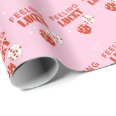 ラッキー感じラッキーな女の子、ラッキーな女の子、ピンク ラッピングペーパー (ロールコーナー)