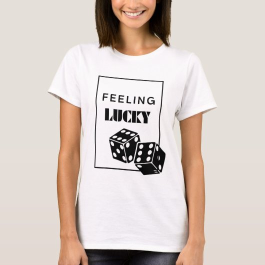 ラッキー感じラッキーな女の子、幸運な女の子、ブラック Tシャツ (正面)