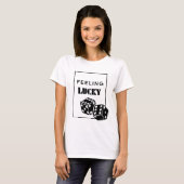 ラッキー感じラッキーな女の子、幸運な女の子、ブラック Tシャツ (正面フル)
