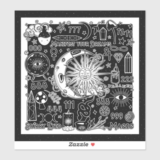 ラッキー数理マニフェスト魔法ブラック&ホワイト シール (シート)