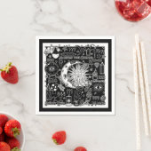 ラッキー数理マニフェスト魔法ブラック&ホワイト スタンダードカクテルナプキン (インサイチュ)