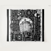 ラッキー数理マニフェスト魔法ブラック&ホワイト タペストリー (正面(横))