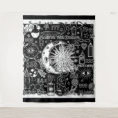 ラッキー数理マニフェスト魔法ブラック&ホワイト タペストリー (正面)