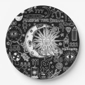 ラッキー数理マニフェスト魔法ブラック&ホワイト ペーパープレート (正面)