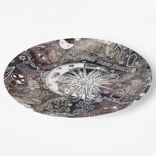 ラッキー数理マニフェスト魔法銀河系 グランジ ペーパープレート (アングル)
