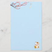 ラッキー日本のカリコキャット招き猫ブルー 便箋 (正面)