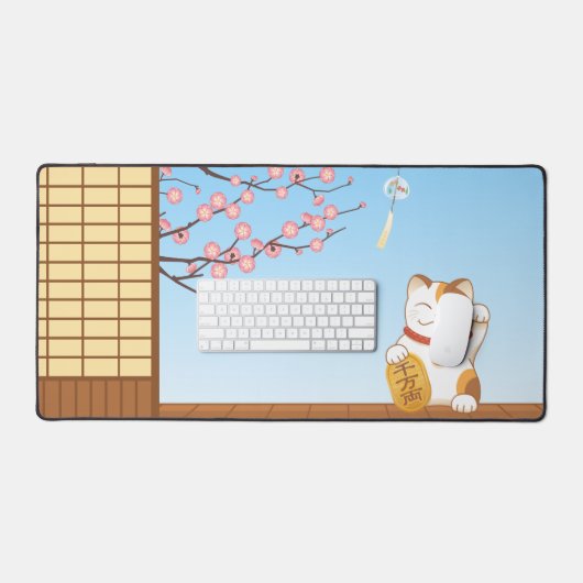 ラッキー日本のカリコ猫招き猫 デスクマット (キーボード&マウス)
