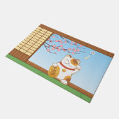 ラッキー日本のカリコ猫招き猫 ドアマット (アングル)