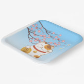 ラッキー日本のカリコ猫招き猫 ペーパープレート (傾斜あり)