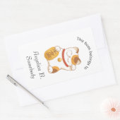 ラッキー日本のキャットカリコ招き猫蔵書票 長方形シール (封筒)