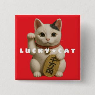 ラッキー日本のキャットチャーム 缶バッジ