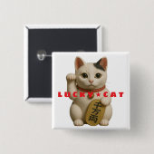 ラッキー日本のキャットチャーム 缶バッジ (正面&裏面)