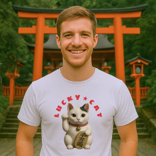 ラッキー日本のキャットチャーム Tシャツ