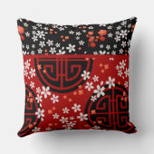 ラッキー日本のキャットレッドブラックピロー日本のダー クッション (裏面)