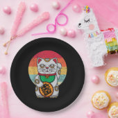 ラッキー日本のキャット招き猫かわいい小判風水 ペーパープレート (パーティー)