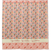 ラッキー日本のキャット着物桃インスパイアコイ鯉 シャワーカーテン (正面)