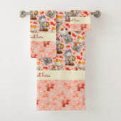 ラッキー日本のキャット着物桃ピンクコイ鯉 バスタオルセット (インサイチュ)