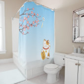 ラッキー日本のキャットCalico招き猫 シャワーカーテン (インサイチュ)