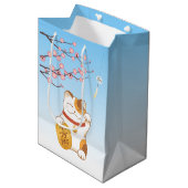 ラッキー日本のキャットCalico招き猫 ミディアムペーパーバッグ (正面アングル)