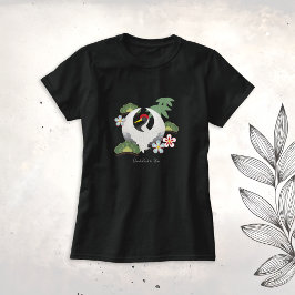 ラッキー日本のシンボルお祝いブラック Tシャツ