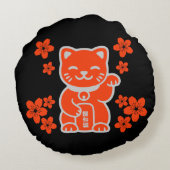 ラッキー日本の招き猫 ラウンドクッション (裏面)