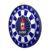 ラッキー格言とハートオンブルー&ホワイト ダーツボード (正面右)