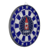 ラッキー格言とハートオンブルー&ホワイト ダーツボード (正面左)