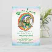 ラッキー生まれリトルサンパトリックうさぎ赤ちゃんシャワー 招待状 (スタンド正面)