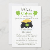 ラッキー男女兼用クローバーベビーシャワー 招待状 (正面)