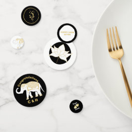 ラッキー白タイ象パーソナライズされた コンフェッティ